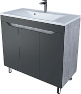 Stella Polare Тумба с раковиной Абигель 90 3 двери темно-серая/цемент